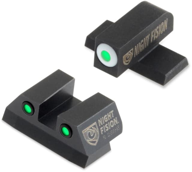 Night Fision Perfect Dot Night Sight Set w/Front Square Rear White Front w/Green Tritium Black Rear w/Green Tr Fits Sig Sauer .40 S&W & .45 ACP