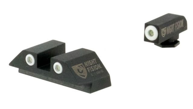 Night Fision Perfect Dot Night Sight Set w/Front Square Rear White Front w/Green Tritium White Rear w/Green Tr Fits Glock 20/21/29/30/36/40/41