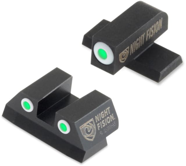 Night Fision Perfect Dot Night Sight Set w/Front Square Rear White Front w/Green Tritium White Rear w/Green Tr Fits Sig Sauer .40 S&W & .45 ACP