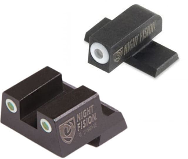 Night Fision Perfect Dot Night Sight Set w/Front Square Rear White Front w/Green Tritium White Rear w/Green Tr Fits Springfield XD-S & XD-E