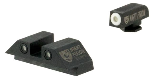 Night Fision Perfect Dot Night Sight Set w/Front Square Rear White w/Green Tritium Glock 17/17L/19/22-28/31-35/37-39