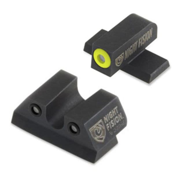 Night Fision Perfect Dot Night Sight Set w/Front U Rear Yellow Front w/Green Tritium Black Rear w/Green T Fits Sig Sauer 9mm & .357 P-Series Pistols