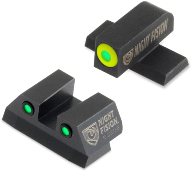 Night Fision Perfect Dot Night Sight Set w/Front Square Rear Yellow Front w/Green Tritium Black Rear w/Green T Fits Sig Sauer 9mm & .357 P-Series