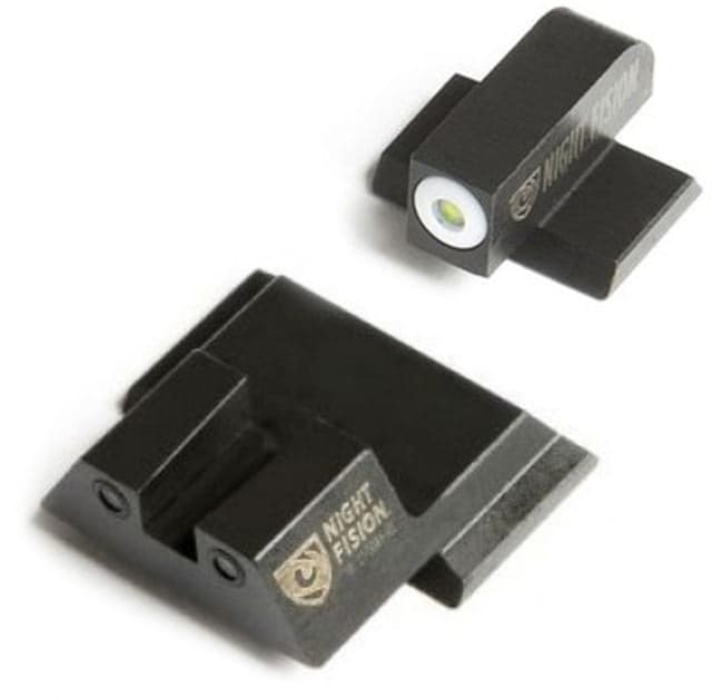Night Fision Perfect Dot Night Sight Set w/Front U Rear White Front w/Green Tritium Black Rear w/Green Tr Fits Smith & Wesson M&P/M&P M2.0/SD9 VE/SD40