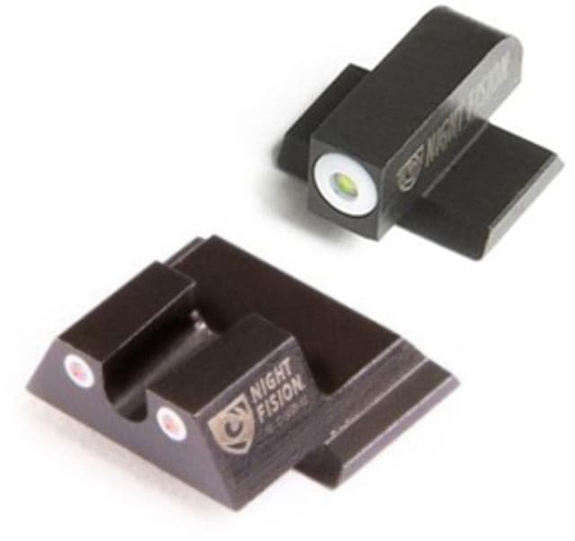 Night Fision Perfect Dot Night Sight Set w/Front U Rear White Front w/Green Tritium White Rear w/Green Tr Fits Smith & Wesson M&P/M&P M2.0/SD9 VE/SD40