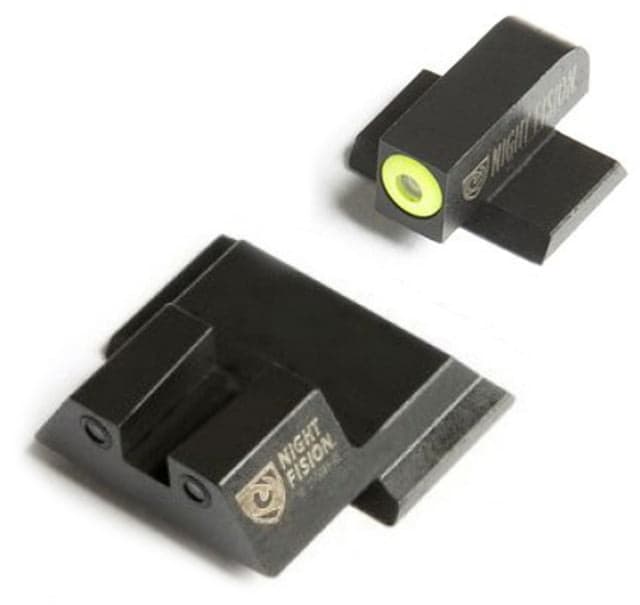 Night Fision Perfect Dot Night Sight Set w/Front U Rear Yellow Front w/Green Tritium Black Rear w/Green T Fits Smith & Wesson M&P/M&P M2.0/SD9 VE/SD40