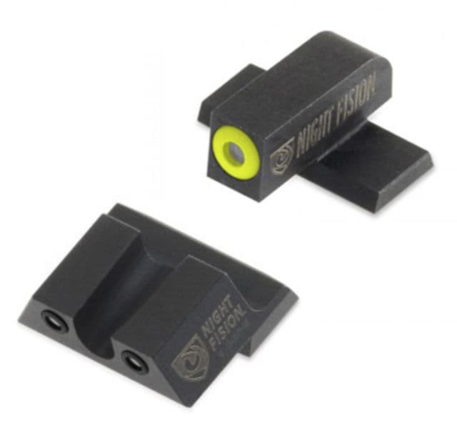 Night Fision Perfect Dot Night Sight Set w/Front U Rear Yellow Front w/Green Tritium Black Rear w/Green T Fits Springfield XD-S & XD-E