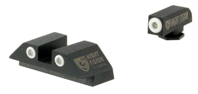 Night Fision Perfect Dot Night Sight Set w/White Front Square Black Rear w/Green Tritium Glock 17/17L/19/22-28/31-35/37-39