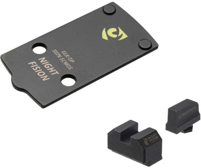 Night Fision Holosun 507k Adapter Plate Glock Mos + Blacked Out Sights Combo Black