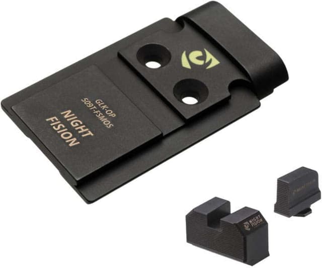 Night Fision Holosun 509T Adapter Plate Glock Mos + Blacked Out Sights Combo Black