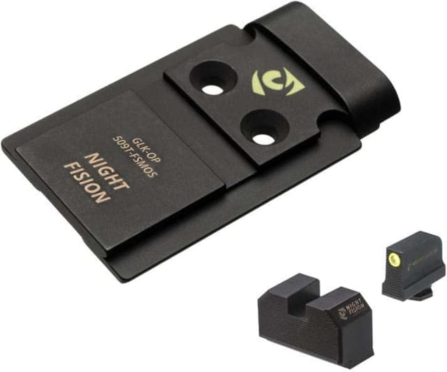 Night Fision Holosun 509T Adapter Plate Glock Mos + Tritium Ylw Front Sight Combo Black