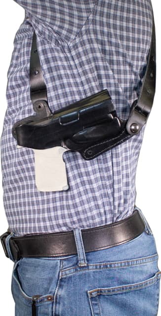 DeSantis N.Y. Undercover Grd Rig Leather Shoulder Holster. Sig P320 & P250 Full Size & CompactWith Or Without Romeo1 Reflex SightSig P320-M17 P320-M18