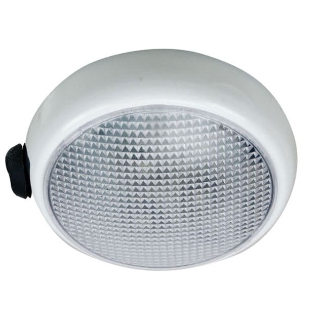 Perko Round Surface Mount Led Dome Light W/ Switch White Powder Coat