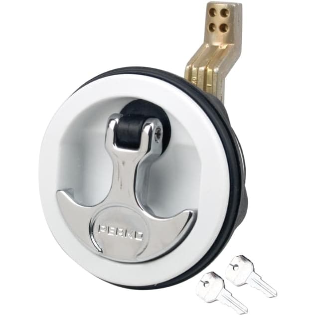 Perko Surface Mount & Latch - White Body Chrome Handle Offset Cam Bar 3/4" - 2-3/8"
