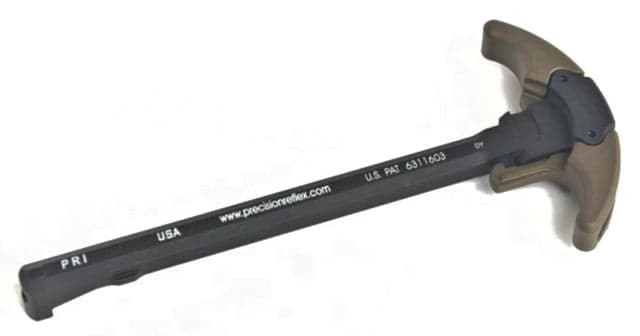 Precision Reflex M84 Gas Buster Charging Handle Ambidextrous Large Latch Mixed Handle Black latch Flat Dark Earth
