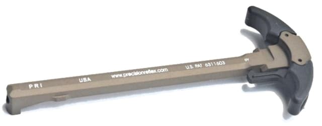 Precision Reflex M84 Gas Buster Charging Handle Ambidextrous Large Latch Mixed Handle Flat Dark Earth latch Black