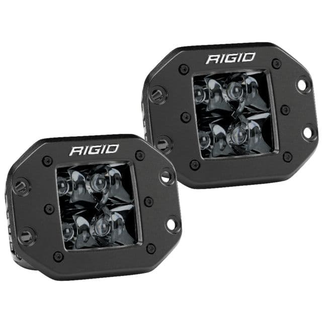 Rigid Industries Midnight Edition D-Series PRO Flush Mount Spot LED Light Pair Black