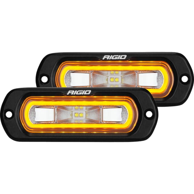 Rigid Industries SR-L Series LED Flush Mount Spreader Light w/ Black Housing Amber Halo