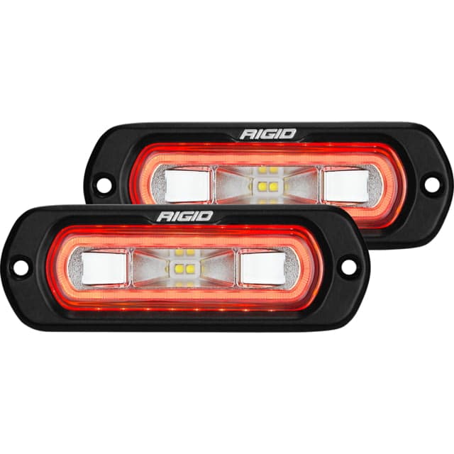 Rigid Industries SR-L Series LED Flush Mount Spreader Light w/ Black Housing Red Halo