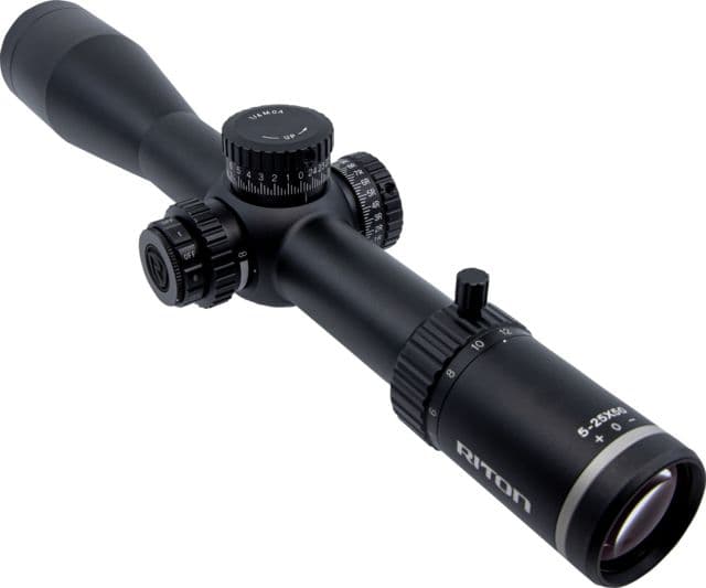 Riton Optics X5 Conquer Rifle Scope 5-25x50mm 34mm Tube First Focal Plane BAF Reticle MOA Adjustment Anodized Black Red