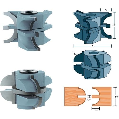 Roman Carbide Stile Rail Quarter Round Set for Entry Door 1-1/4in Bore