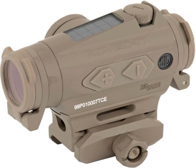 SIG SAUER Romeo4T Red Dot Sight Ballistic Circle Dot Solar 0.5 MOA Adjustable Side Battery Hex Bolt Mount Spacer Flat Dark Earth Medium