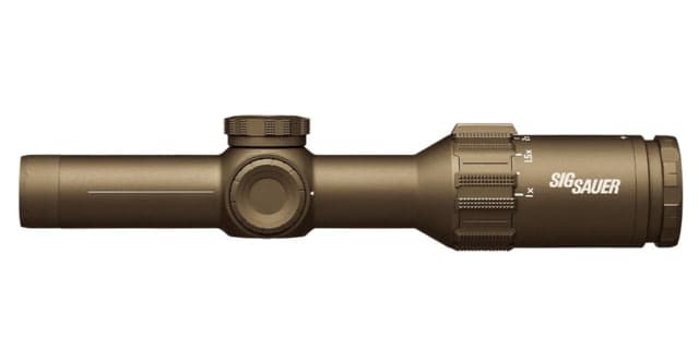 SIG SAUER Tango6T 1-6X24 LPVO Rifle Scope 30mm Tube Second Focal Plane FL-6 Illumination Reticle 0.2 MRAD Capped Turret w/ 1.535 ALPHA 4 FDE