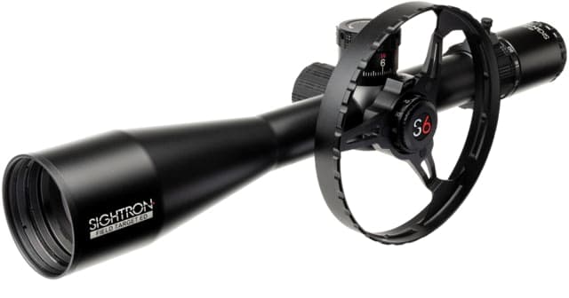 Sightron S6 10-60x56mm ED FT Rifle Scope 34mm Tube Second Focal Plane MOA-2FT Reticle Wheel Bundle Matte Black
