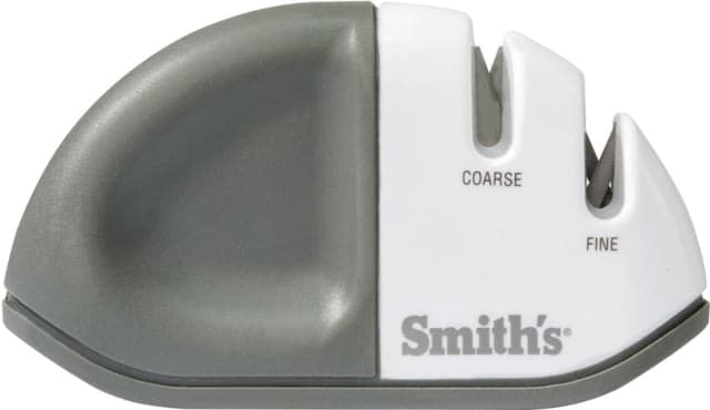 Smith's Sharpeners EdgeGrip Two-Step Sharpener 4.63in Overall Carbide Blades And Ceramic Rods For Use On Straight Edge Knives Base Designed To Grip