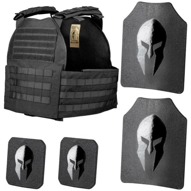 Spartan Armor Systems AR500 Body Armor Level III Legion Gen 2 Package Shooters Cut Single-Curved Base Coat Protection Black SAS-AR500PKG-LEGION-BK-KIT