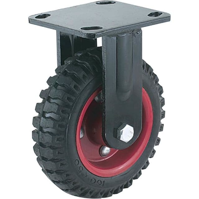 Steelex 6in Black Rubber Fixed Caster Plate Mount