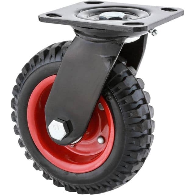 Steelex 6in Black Rubber Swivel Caster Plate Mount