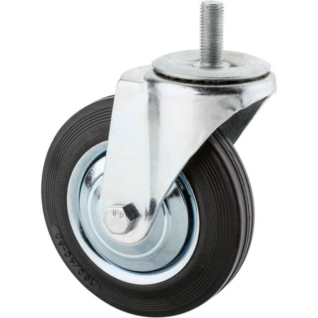 Steelex 6in Black Rubber Swivel Caster Threaded Mount