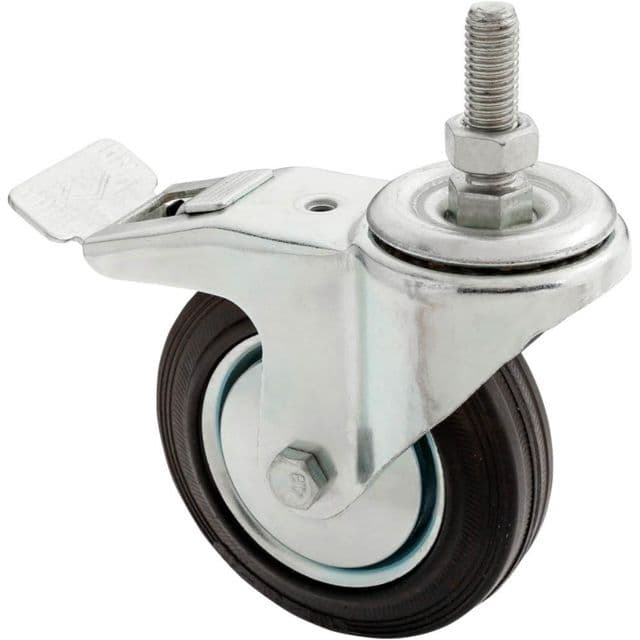Steelex 6in Black Rubber Swivel Caster Threaded Mount with Lock
