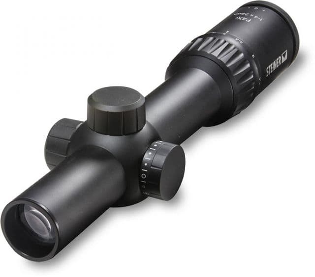 Steiner P4Xi Rifle Scope 1-4x24mm 30mm Tube Second Focal Plane P3TR Reticle Matte Black