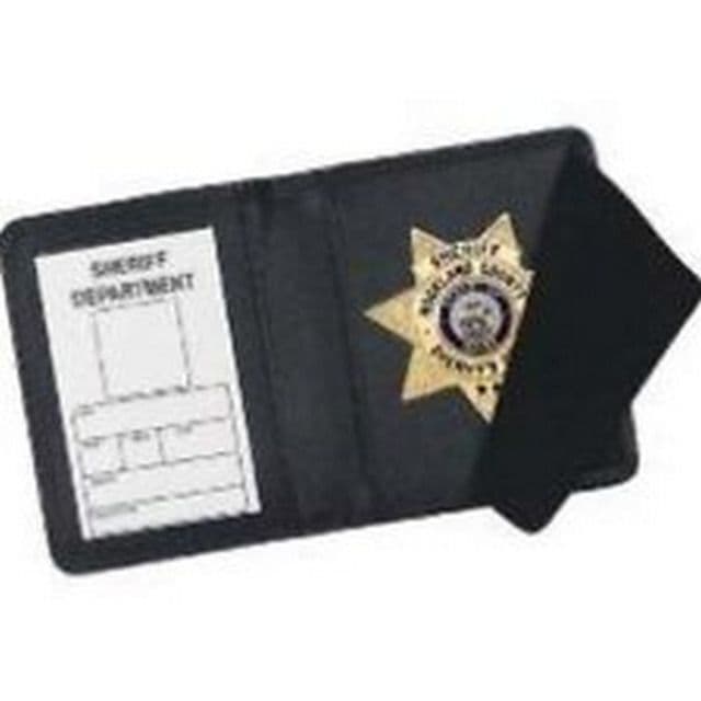 Strong Leather Outside Badge Mount Double Id Case