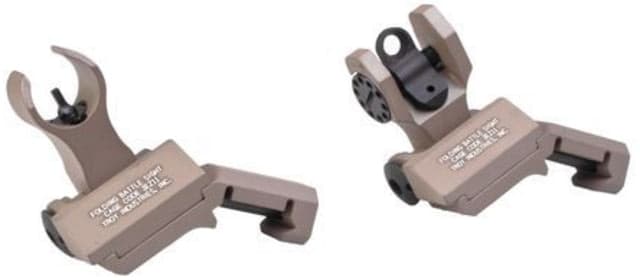 Troy Tritium 45deg Flip Up Offset Sight Set HK Front & Round Rear FDE One Size