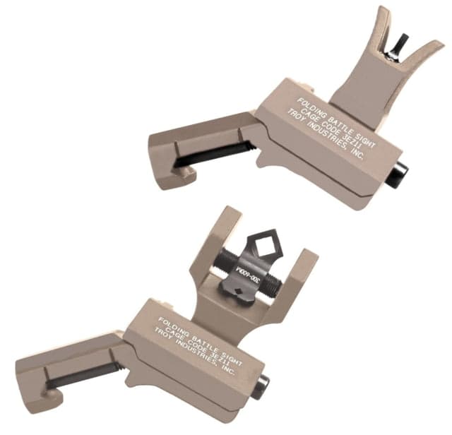 Troy Tritium 45deg Flip Up Offset Sight Set M4 Front & Dioptic Rear FDE One Size