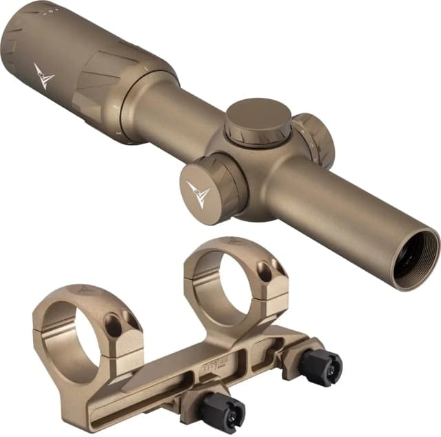 TRYBE Optics 1-6x24mm Rifle Scope and TRYBE Optics 30mm Cantilever Riflescope Ring Mount FDE