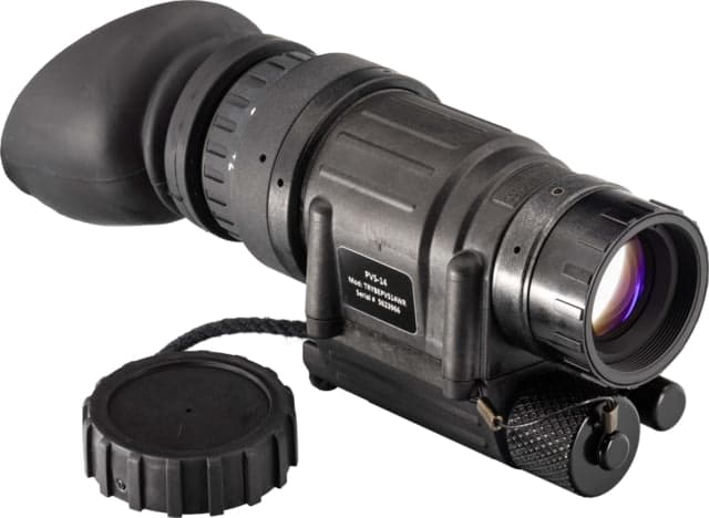TRYBE Optics PVS-14 Night Vision Monocular GEN 3 White Phosphor Min 1600 FOM 64-72 lp/mm Regular Black