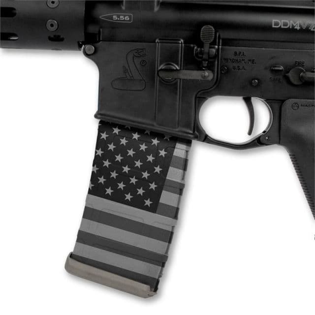 US Night Vision Mag Wraps Rapid Wraps AR Mag Flag Pattern US Flag Gray Clean
