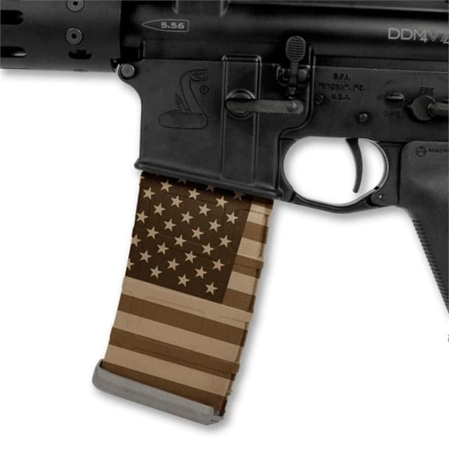 US Night Vision Mag Wraps Rapid Wraps AR Mag Flag Pattern US Flag Tan Clean