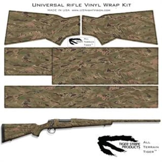 US Night Vision Tiger Stripe Camo Pre-Cut Universal Rifle Skin Vinyl Wrap 20x30in All Terrain Tiger