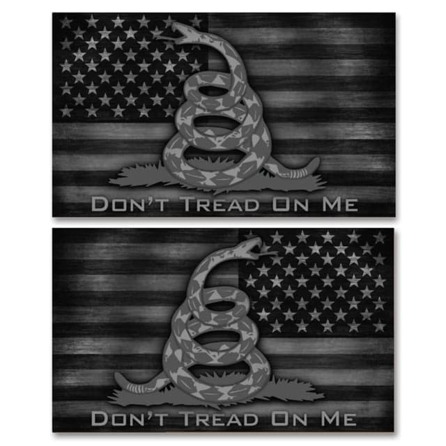 US Night Vision Vehicle Flag Wraps - US Flag Don't Tread on Me Stealth Black - Set of Two - Stars Right and Stars Left