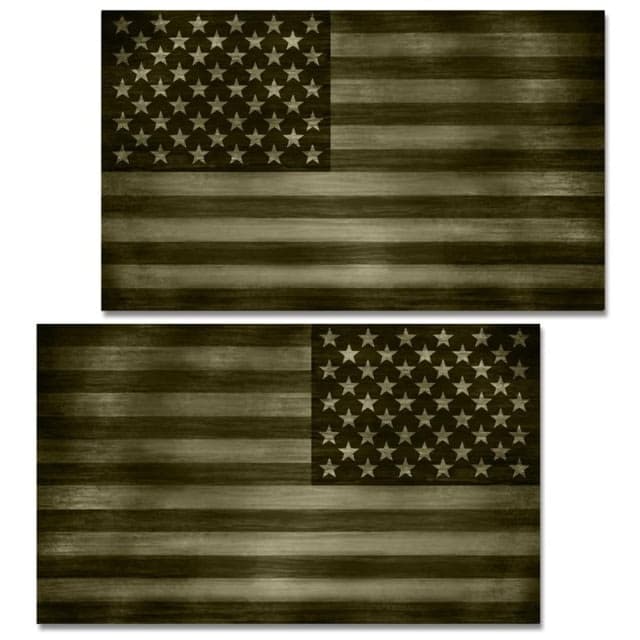 US Night Vision Vehicle Flag Wraps - US Flag OD Green - Set of Two - Stars Right and Stars Left