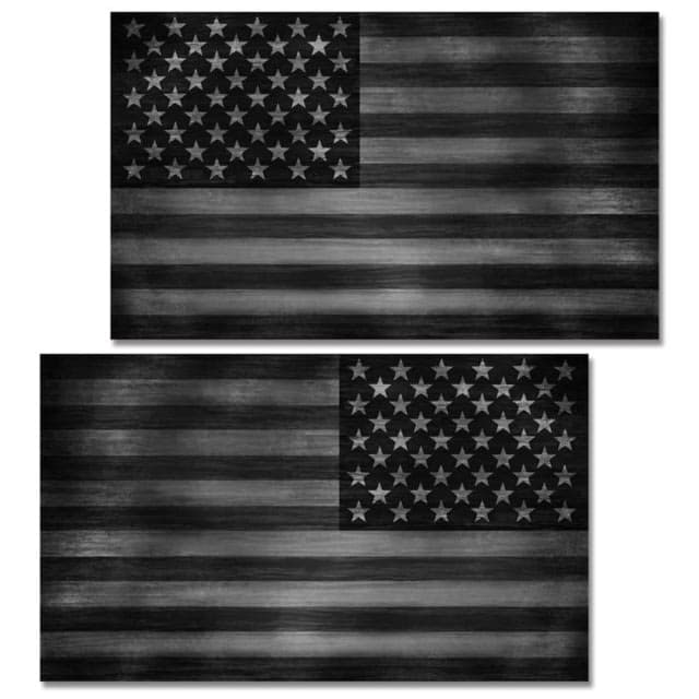 US Night Vision Vehicle Flag Wraps - US Flag Stealth Black - Set of Two - Stars Right and Stars Left