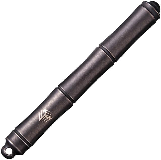 We Knife Co Ltd Syrinx Pen 3.5in Overall 0.56Oz Black Stonewash Titanium Construction SS Ring Screw On/Off Cap Black Ink Includes Two Refills Black