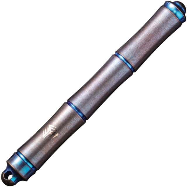 We Knife Co Ltd Syrinx Pen 3.5in Overall 0.56Oz Satin And Blue Anodized Titanium Construction SS Ring Screw On/Off Cap Black Ink Includes Two Refills