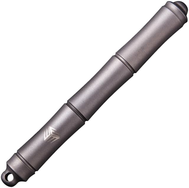We Knife Co Ltd Syrinx Pen 3.5in Overall 0.56Oz Satin Titanium Construction SS Ring Screw On/Off Cap Black Ink Includes Two Refills