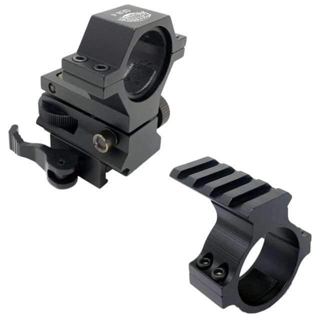 Wicked Hunting Lights GEN4 Quick Detach Adjustable Light Mount & 1in&30mm Picatinny Scope Mount Combo Kit Black
